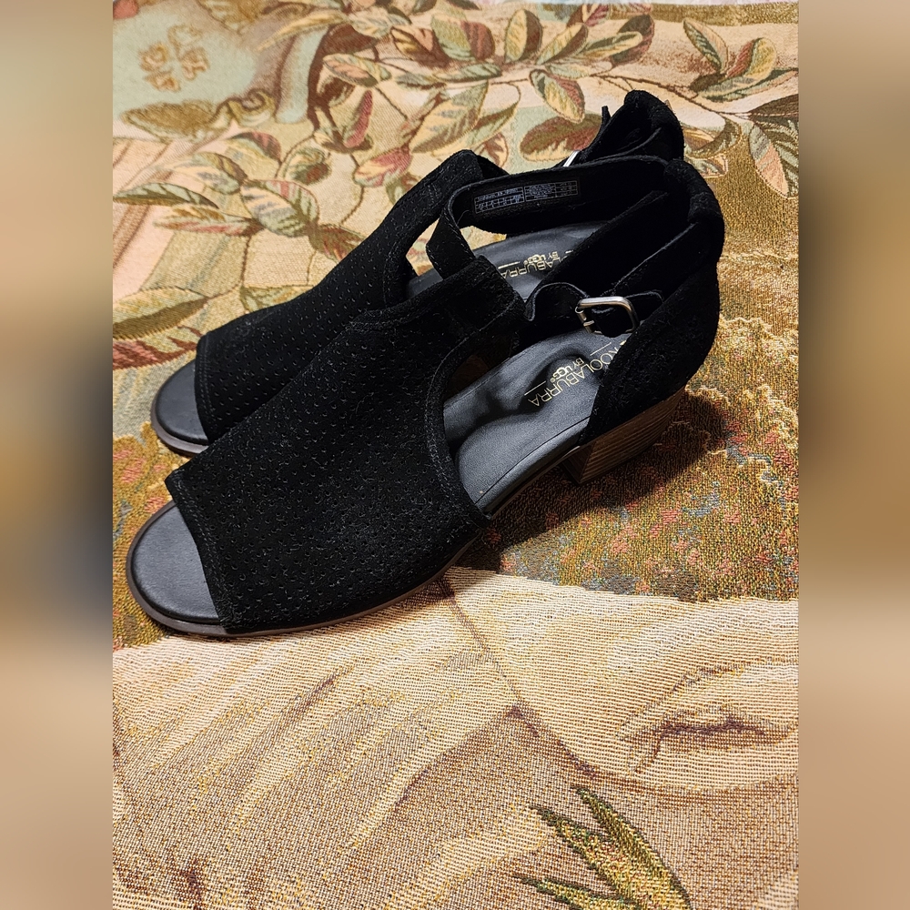 UGG Koolaburra - Suede Leather Block Heel Sandals Black Women's Size US 10